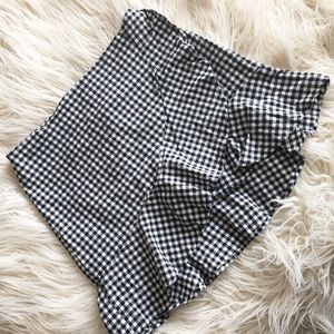 Ruffled Gingham Mini Skirt